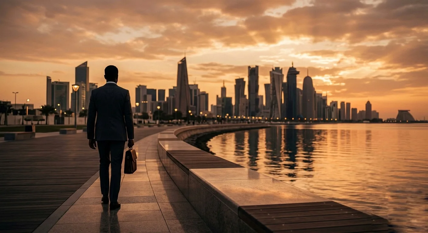 Doha corniche at sunset